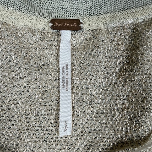 Free People Oversized Crop Top Women's Small Beige Sequin Embellished Drapey - Picture 4 of 7